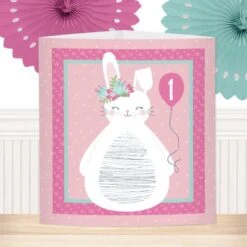 Little Bunny 1st Birthday Centerpiece, 6-inch, Editable Digital Template