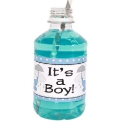 Elephant Blue Baby Shower Beverage And Napkin Wraps, Editable Digital Template