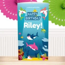 Shark Baby Birthday Centerpiece, 10-inch, Editable Digital Template