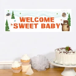 Wild Woodland Baby Shower Small Banner, Editable Digital Template