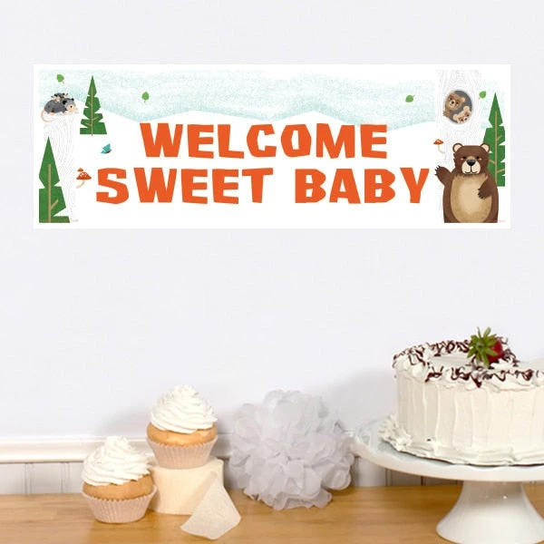 Wild Woodland Baby Shower Small Banner, Editable Digital Template 3 Wild Woodland Baby Shower Small Banner, Editable Digital Template