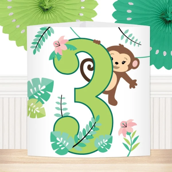 Little Monkey 3rd Birthday Centerpiece, 6-inch, Editable Digital Template 3 Little Monkey 3rd Birthday Centerpiece, 6-inch, Editable Digital Template