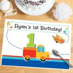 All Aboard 1st Birthday Placemat, Editable Digital Template