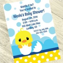 Little Ducky Baby Shower Invitation, 5x7-inch, Editable Digital Template