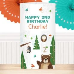 Wild Woodland 2nd Birthday Centerpiece, 10-inch, Editable Digital Template