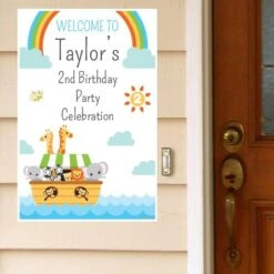 Noah's Ark 2nd Birthday Welcome Sign, 8x10, 16x20, Editable Digital Template