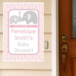 Elephant Little Peanut Pink Baby Shower Welcome Sign, 8x10, 16x20, Editable Digital Template