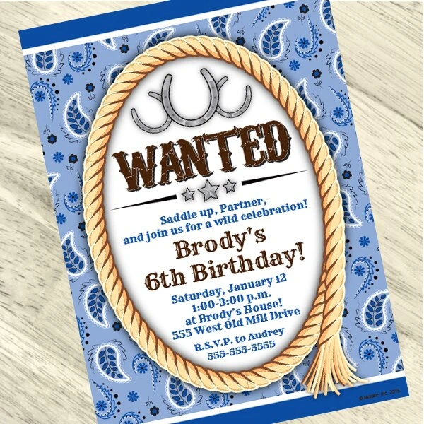 Bandana Blue Party Invitation, 5x7-inch, Editable Digital Template 3 Bandana Blue Party Invitation, 5x7-inch, Editable Digital Template