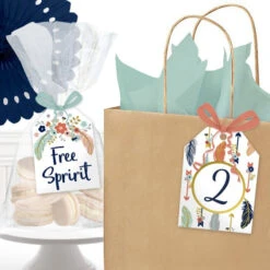 Boho 2nd Birthday Favor Tag, Editable Digital Template