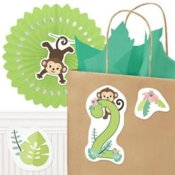 Little Monkey 2nd Birthday Cutout Decoration, Editable Digital Template, Instant Download