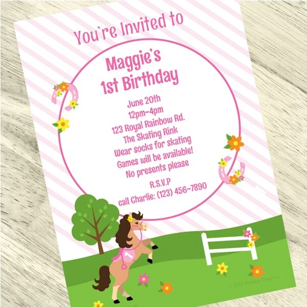 Playful Pony 1st Birthday Invitation, 5x7-inch, Editable Digital Template, Instant Download 3 Playful Pony 1st Birthday Invitation, 5x7-inch, Editable Digital Template, Instant Download