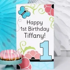 Little Butterfly 1st Birthday Centerpiece, 10-inch, Editable Digital Template