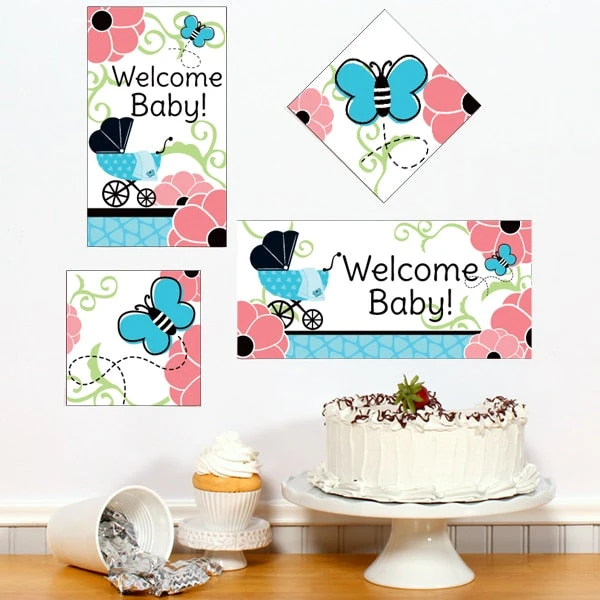Little Butterfly Baby Shower Sign Cutout Decoration, Editable Digital Template 3 Little Butterfly Baby Shower Sign Cutout Decoration, Editable Digital Template