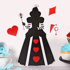 Alice In Wonderland Queen Of Hearts Party Cutout Decoration, Editable Digital Template, Instant Download