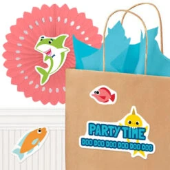 Shark Baby Party Cutout Decoration, Editable Digital Template
