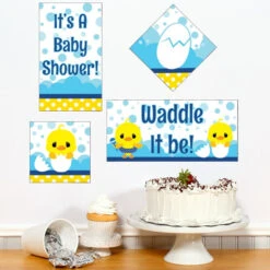 Little Ducky Baby Shower Sign Cutout Decoration, Editable Digital Template