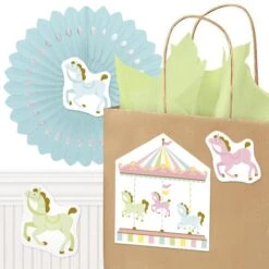 Carousel Horse Party Cutout Decoration, Editable Digital Template, Instant Download