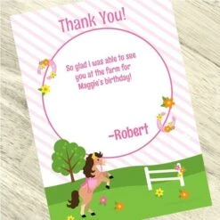 Playful Pony Party Thank You, 5x7-inch, Editable Digital Template