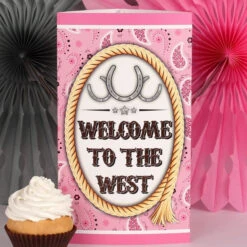 Bandana Pink Party Centerpiece, 10-inch, Editable Digital Template