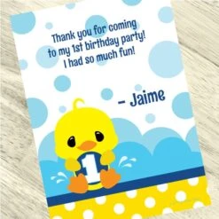 Little Ducky 1st Birthday Thank You, 5x7-inch, Editable Digital Template