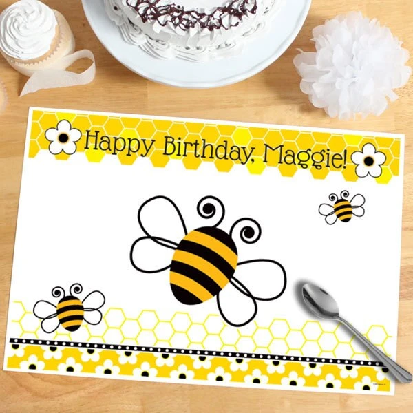 Bumble Bee Party Placemat, Editable Digital Template 3 Bumble Bee Party Placemat, Editable Digital Template