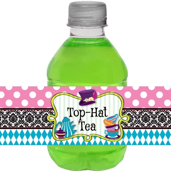 Mad Hatter Tea Party Beverage And Napkin Wraps, Editable Digital Template 3 Mad Hatter Tea Party Beverage And Napkin Wraps, Editable Digital Template
