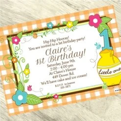 Little Honey Bee 1st Birthday Invitation, 5x7-inch, Editable Digital Template