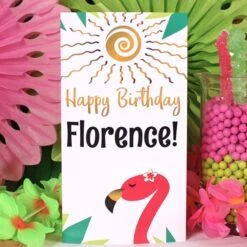 Aloha Flamingo Tropic Birthday Centerpiece, 10-inch, Editable Digital Template