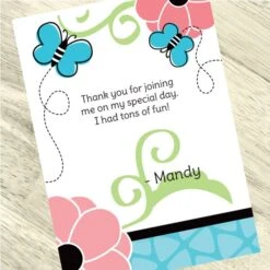 Little Butterfly Party Thank You, 5x7-inch, Editable Digital Template