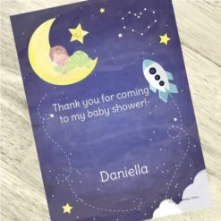 To The Moon Baby Shower Thank You, 5x7-inch, Editable Digital Template