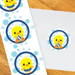 Little Ducky Party 2-in Circle, Editable Digital Template