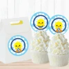 Little Ducky Party 2-in Circle, Editable Digital Template, Instant Download -Birthday Party Supplies 47015LittleDuckyPartyCircles Digital