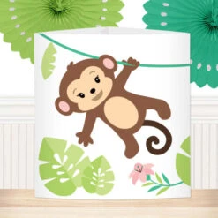 Little Monkey Party Centerpiece, 6-inch, Editable Digital Template