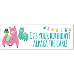Alpaca Birthday Small Banner, Editable Digital Template