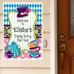 Mad Hatter Tea Party Welcome Sign, 8x10, 16x20, Editable Digital Template