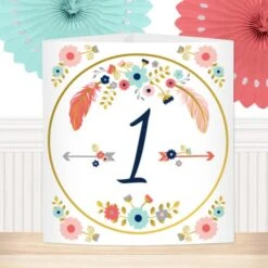 Boho 1st Birthday Centerpiece, 6-inch, Editable Digital Template