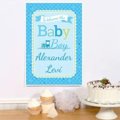 Welcome Boy Baby Shower Sign, 8x10, 16x20, Editable Digital Template