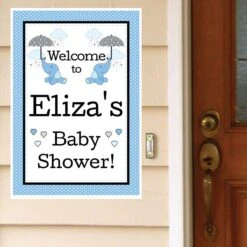 Elephant Blue Baby Shower Welcome Sign, 8x10, 16x20, Editable Digital Template