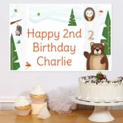 Wild Woodland 2nd Birthday Sign, 8x10, 16x20, Editable Digital Template
