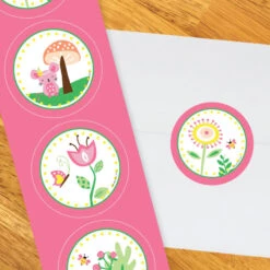 Little Garden Party 2-in Circle, Editable Digital Template