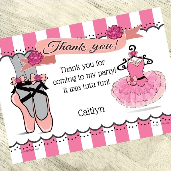 Ballerina Party Thank You, 5x7-inch, Editable Digital Template 3 Ballerina Party Thank You, 5x7-inch, Editable Digital Template