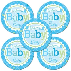 Welcome Boy Baby Shower 2-in Circle, Editable Digital Template