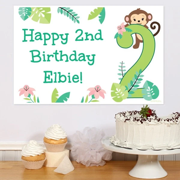 Little Monkey 2nd Birthday Sign, 8x10, 16x20, Editable Digital Template 3 Little Monkey 2nd Birthday Sign, 8x10, 16x20, Editable Digital Template