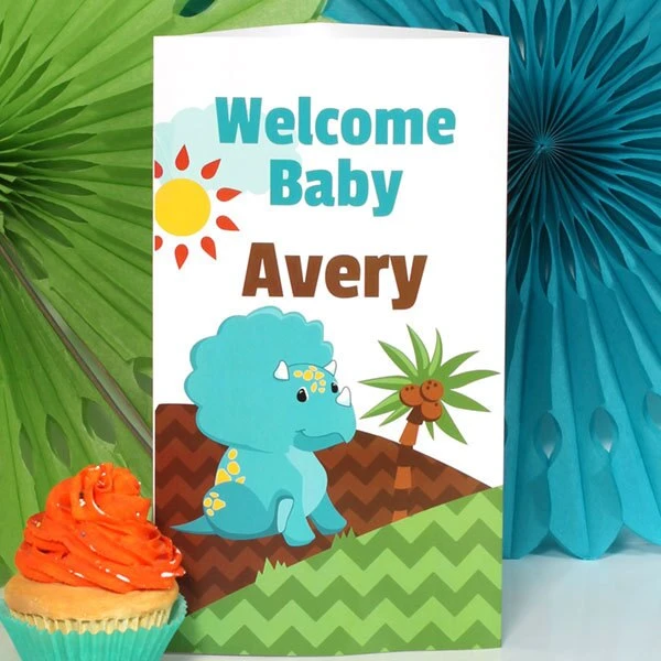 Little Dinosaur Baby Shower Centerpiece, 10-inch, Editable Digital Template 3 Little Dinosaur Baby Shower Centerpiece, 10-inch, Editable Digital Template