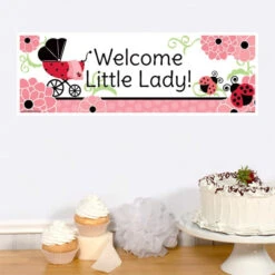 Little Ladybug Baby Shower Small Banner, Editable Digital Template