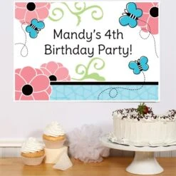 Little Butterfly Party Sign, 8x10, 16x20, Editable Digital Template