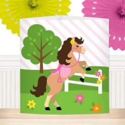 Playful Pony Party Centerpiece, 6-inch, Editable Digital Template