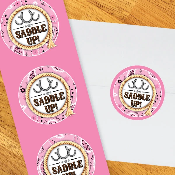 Bandana Pink Party 2-in Circle, Editable Digital Template 3 Bandana Pink Party 2-in Circle, Editable Digital Template