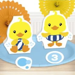 Little Ducky 3rd Birthday Table Decoration, Editable Digital Template