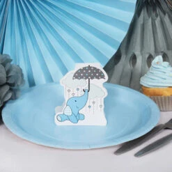 Elephant Blue Baby Shower Table Decoration, Editable Digital Template